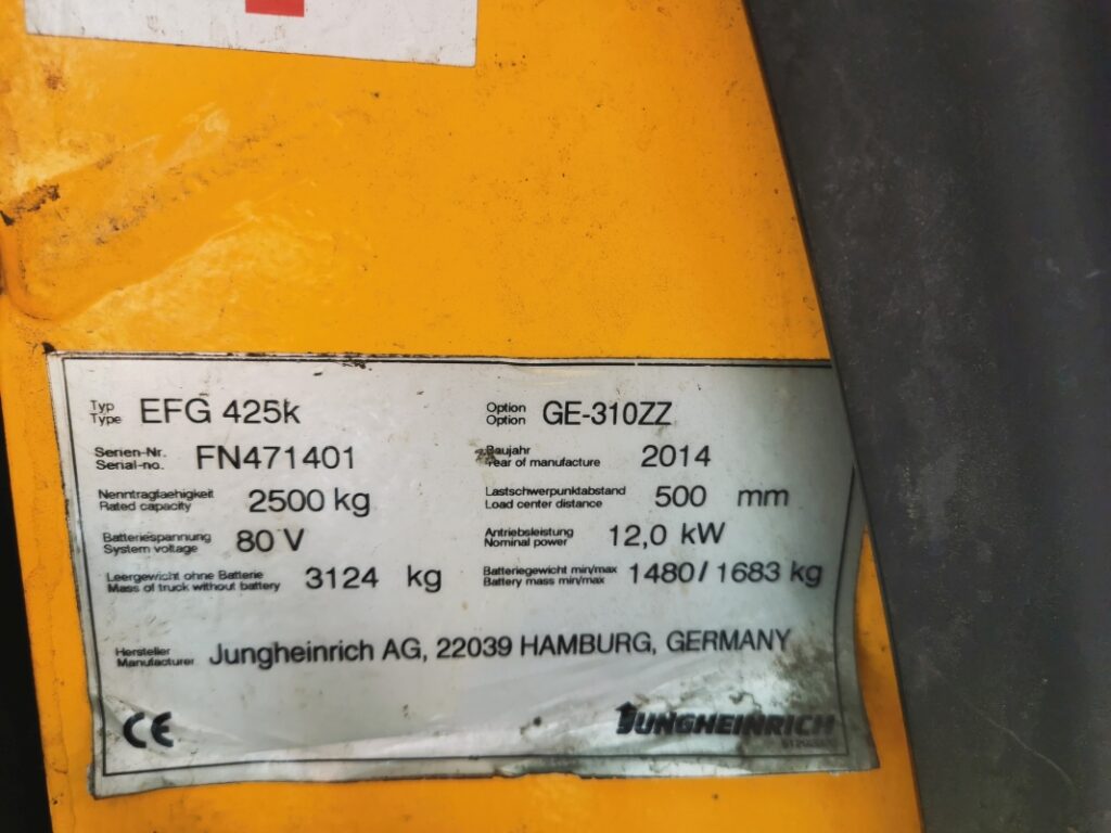 Jungheinrich EFG 425 K Elektro 4 Rad Stapler Mit Ballenklammer Bruno