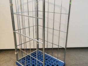 Rollbehälter mit Seitengitter 3-seitig verzinkt blau